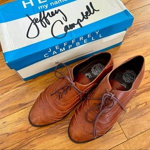 Jeffrey Cambell Women's Brown Lace Up Oxford Flats